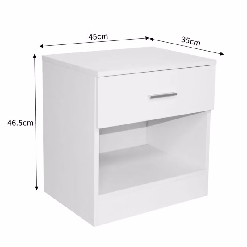 Comfy Living Ltd Modern High Gloss One Drawer Bedside Table in White – 2