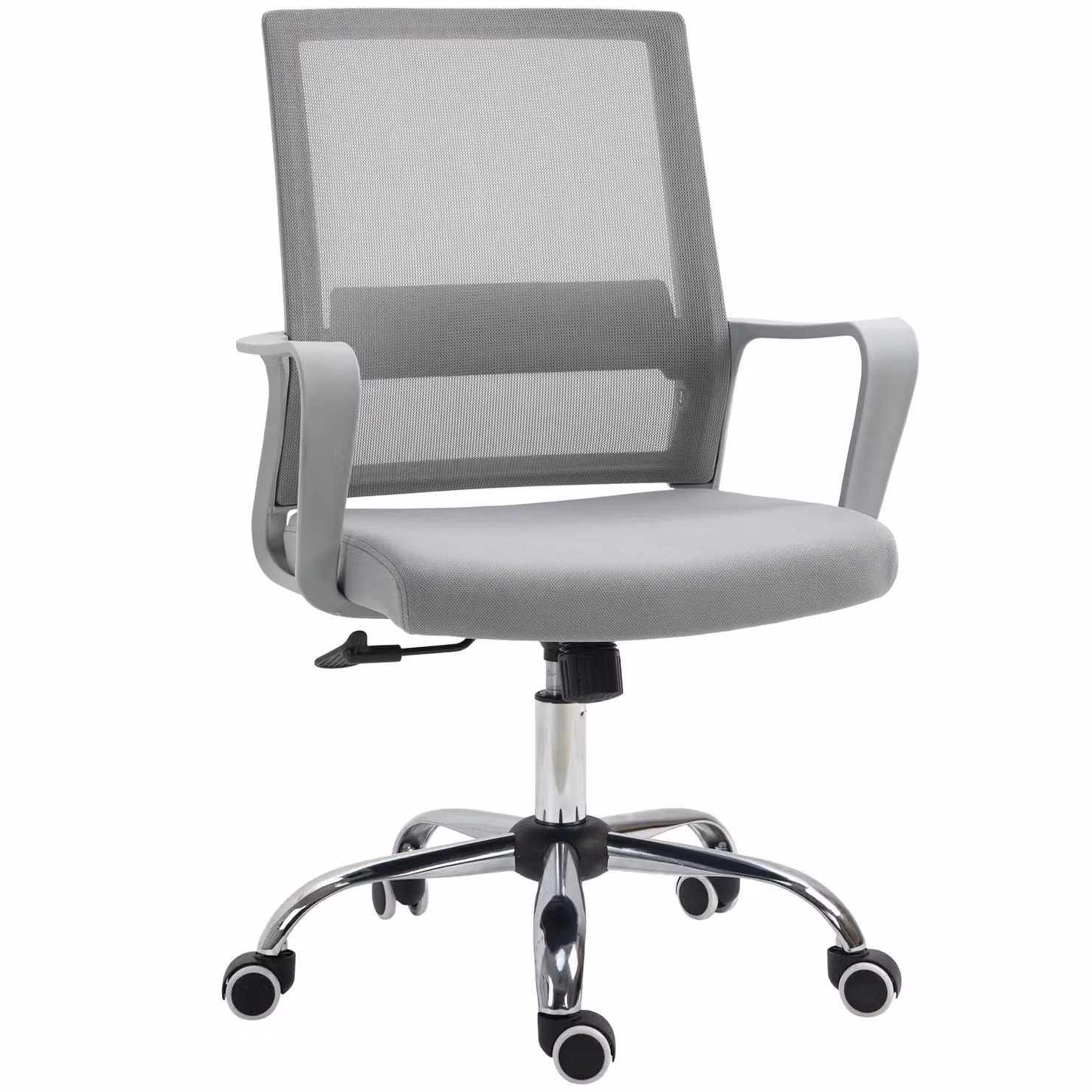 VINSETTO Ergonomic Grey Fabric Office Chair with 360 Degree Swivel and Adjustable Height – 2