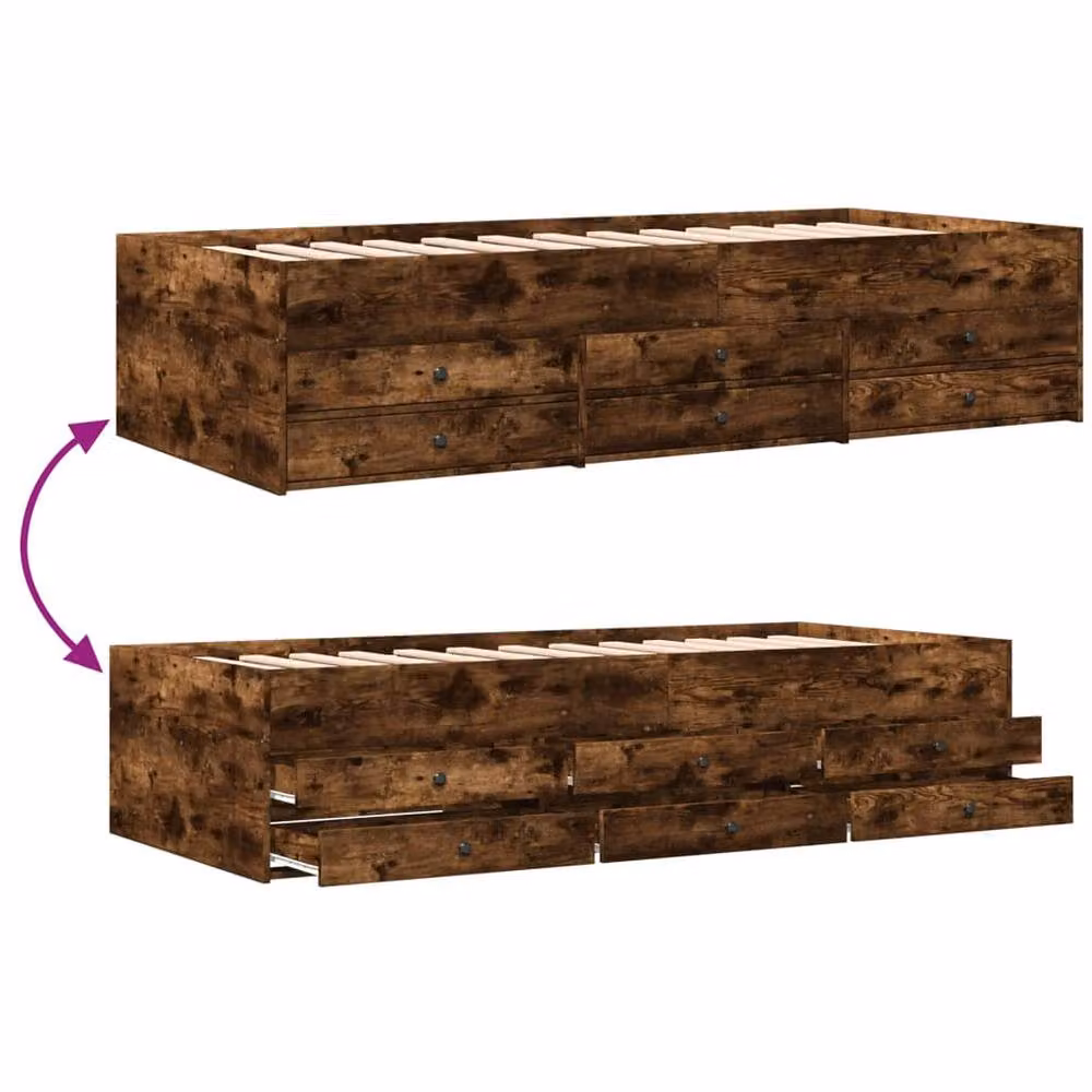 Berkfield Home Smoked Oak Daybed with Drawers in Brown, W/D/H: 190 x 75 x 75 cm – 5