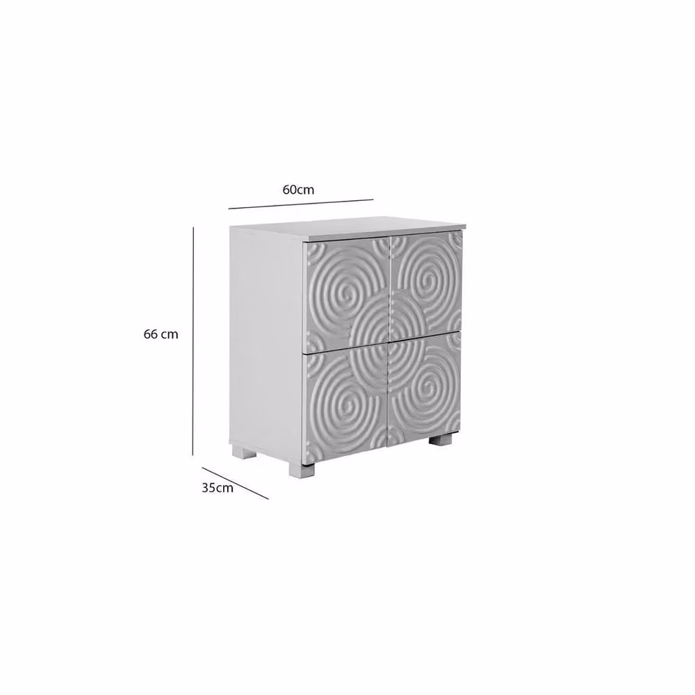 FLAVORA Modern Abstract Pattern 4 Door White Sideboard Cabinet in Matt MDF – 2