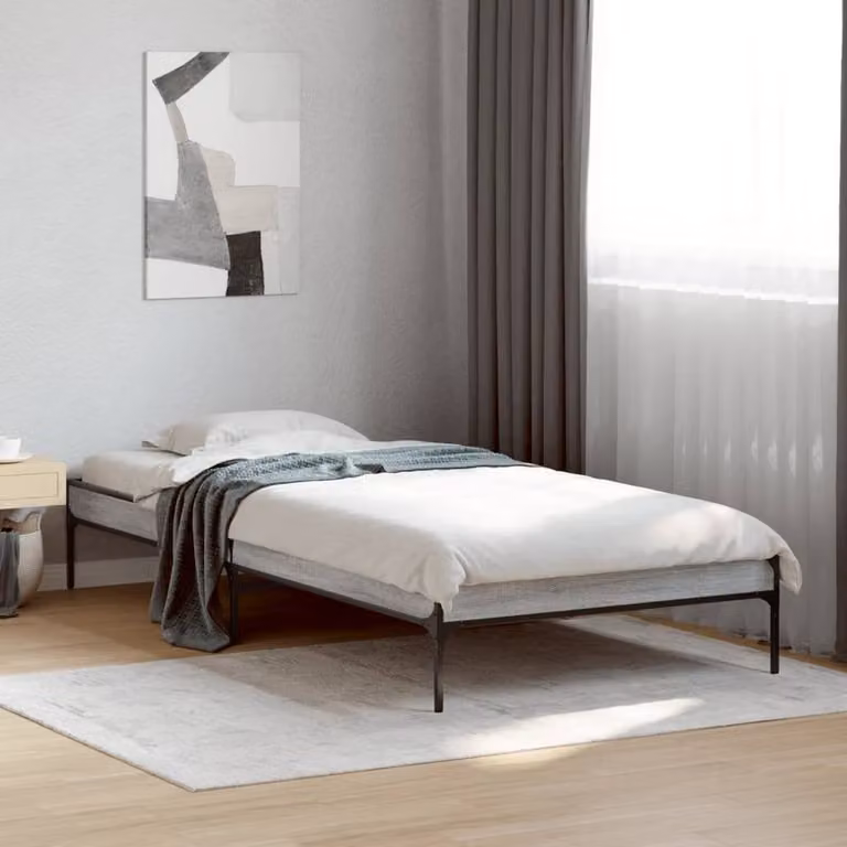 Berkfield Home Durable Small Single Bed Frame in Grey, W: 80 cm x L: 190 cm