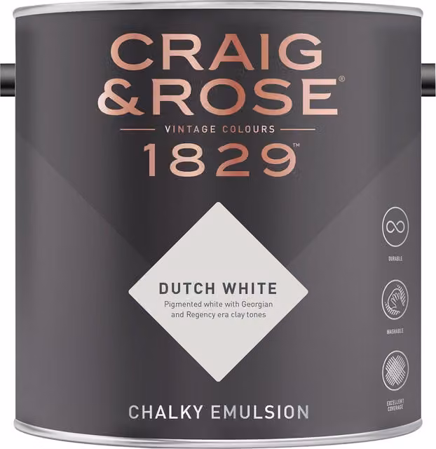 Craig and Rose Chalky Matt Emulsion in Dutch White