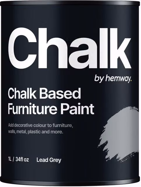 Hemway Chalk Based Furniture Paint in Flat Matt Lead Grey, 1L