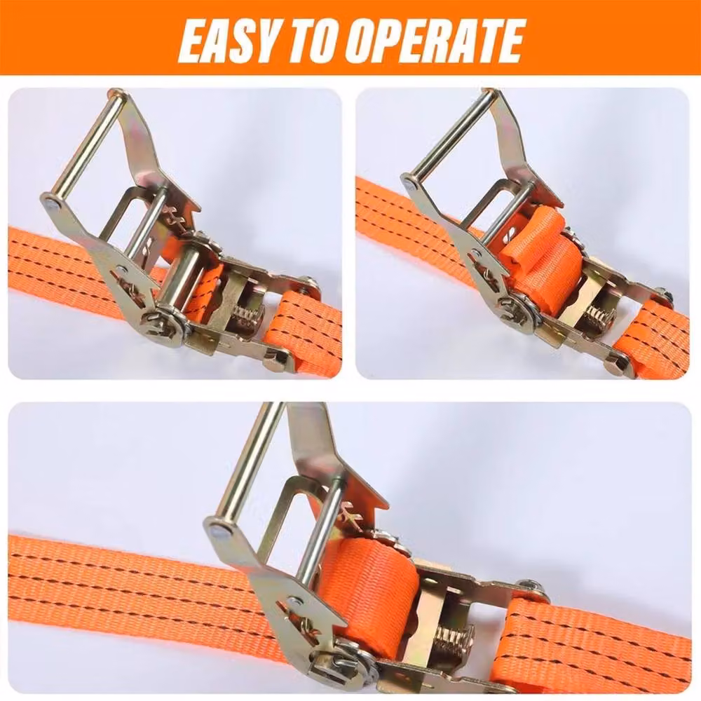Ventryn 4 Pack Heavy Duty Ratchet Straps, Orange, 4m Length, 38mm Width, 3000kg Capacity – 3