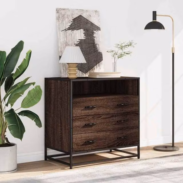Berkfield Home Elegant Drawer Cabinet in Brown Oak, W/D/H: 70 x 41 x 70 cm – 1