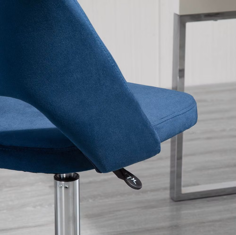 STILVORA Blue Velvet Armless Swivel Task Chair for Home Office, W/D/H: 46 x 49 x 60 cm – 4
