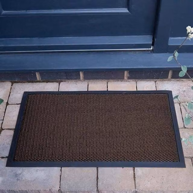 Marco Paul Non-Slip Weatherproof Rectangular Door Mat in Brown, W: 60 cm, D: 40 cm