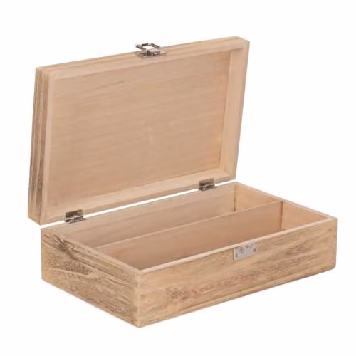 Red Hamper Two Bottle Oak Effect Wooden Box with Lid, Brown, W/D/H: 31 x 10.5 x 35 cm