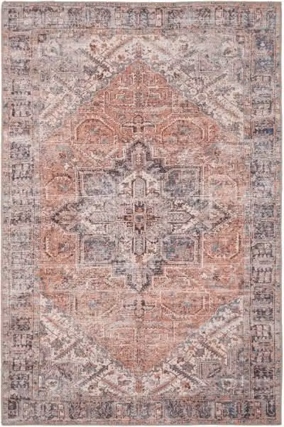 Kukoon Warm Terracotta Traditional Medallion Non Slip Washable Low Pile Rug W: 160 cm, D: 230 cm