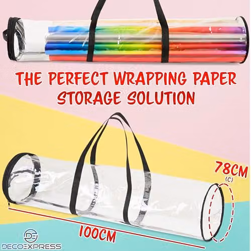Deco Express Wrapping Paper Storage Bag with Handles, Transparent, W/D/H: 25 x 25 x 100 cm – 6