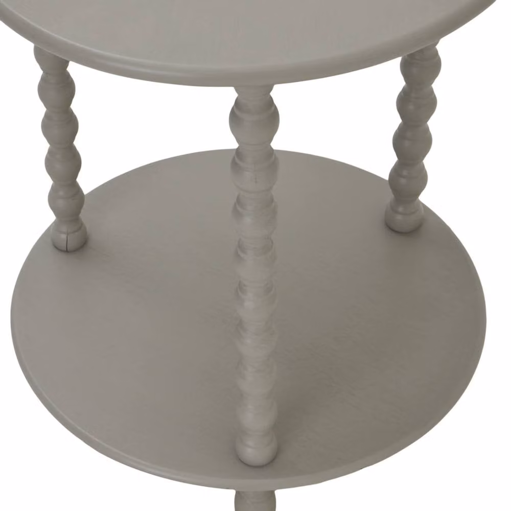 Wyld Haus Thui Grey Round Wood Side Table with Bottom Shelf, W/D/H: 45 x 45 x 60 cm – 3