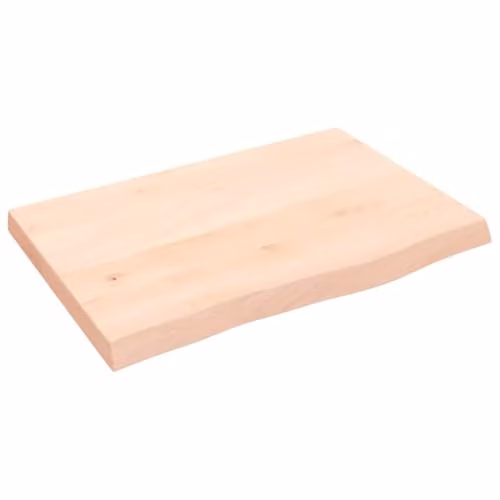 vidaXL Wall Mounted Oak Wood Shelf, Untreated, Brown, W: 60 cm, D: 40 cm, H: 2-4 cm