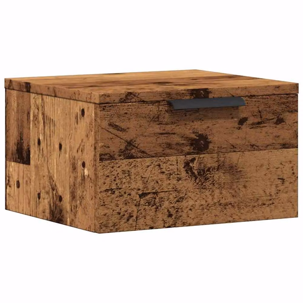 Berkfield Home Durable Wall-mounted Bedside Cabinet in Brown Old Wood, W/D/H: 34 x 30 x 20 cm – 3