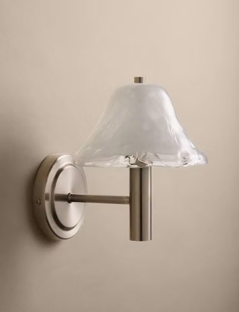 M&S White Glass and Metal Wavy Wall Light