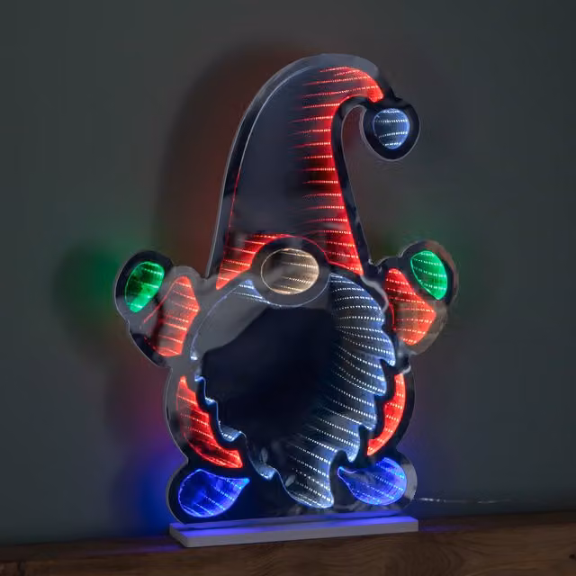 Samuel Alexander 60cm Christmas Gnome Infinity Light Decoration with Multi-Coloured LEDs – 1