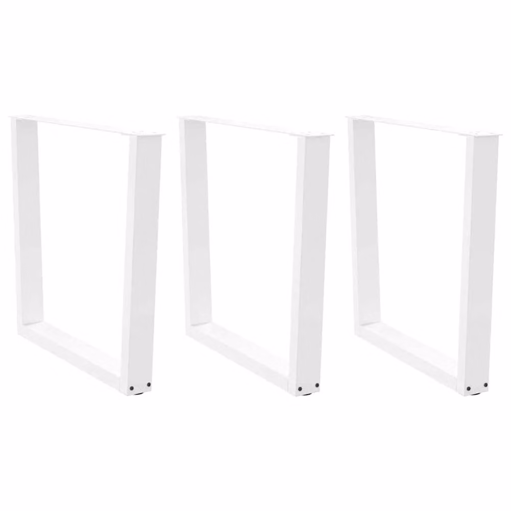 Berkfield Home Modern V-Shape Dining Table Legs, 3 Piece Set, White Steel – 1