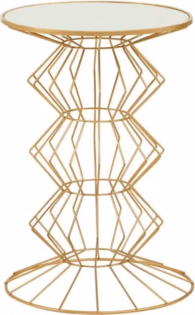 Orsina Round Gold Side Table with Mirrored Glass Top