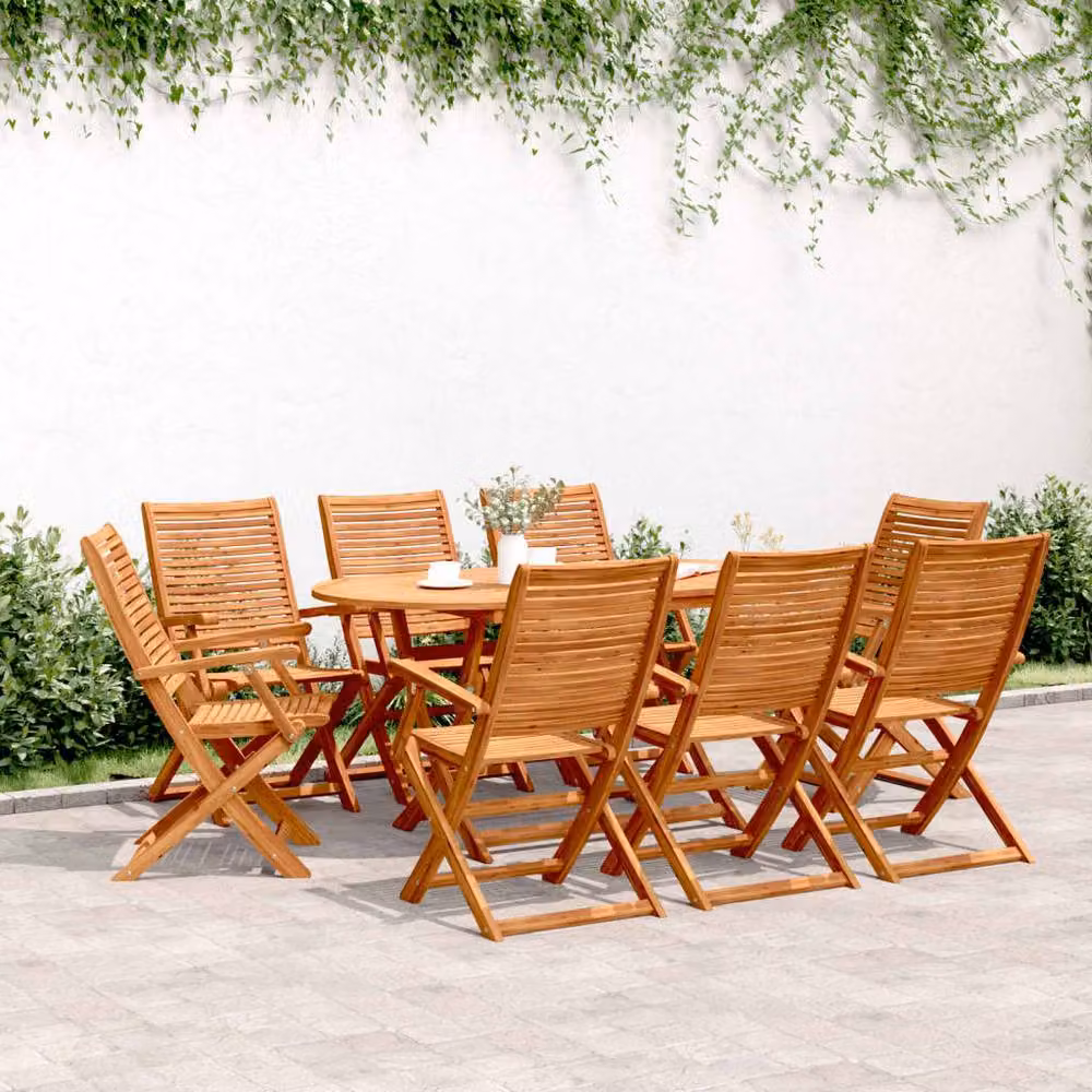 Berkfield Home Set of 8 Folding Garden Chairs in Brown Solid Acacia Wood, W/D/H: 57 x 66 x 95 cm – 2