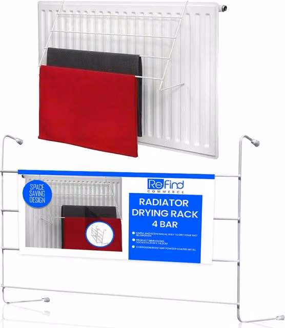 ReFind 2 Piece 4 Tier Radiator Drying Rack in White, W/D/H: 50 x 14.5 x 34.5 cm