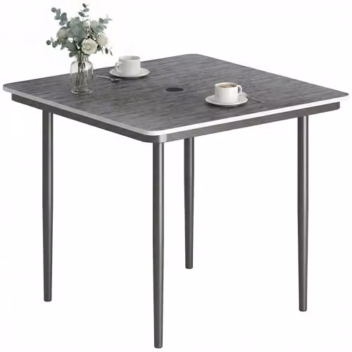 Outsunny Modern Garden Dining Table for 4 People, Grey, W/D/H: 85 x 85 x 72.5 cm