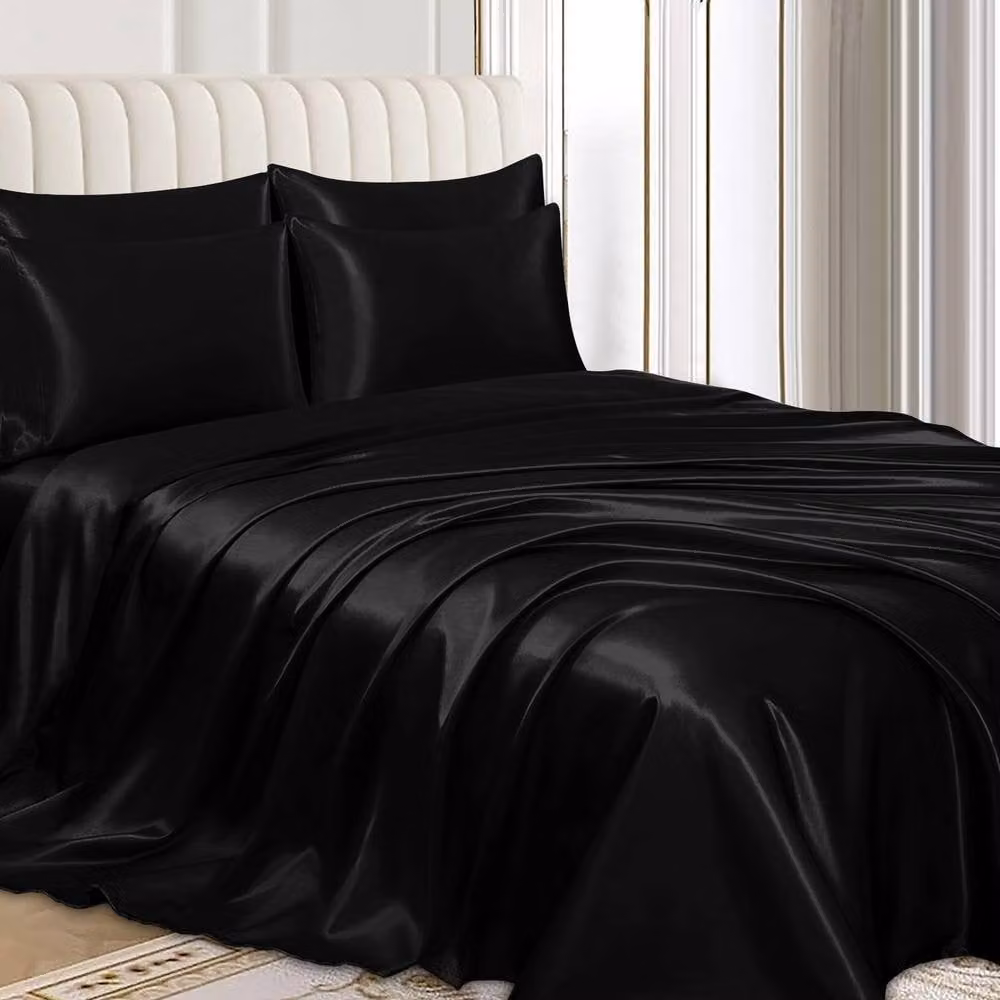 Grace 2 Pack Mako Satin Silk Pillow Cases in Black, W/H: 50 x 75 cm – 3