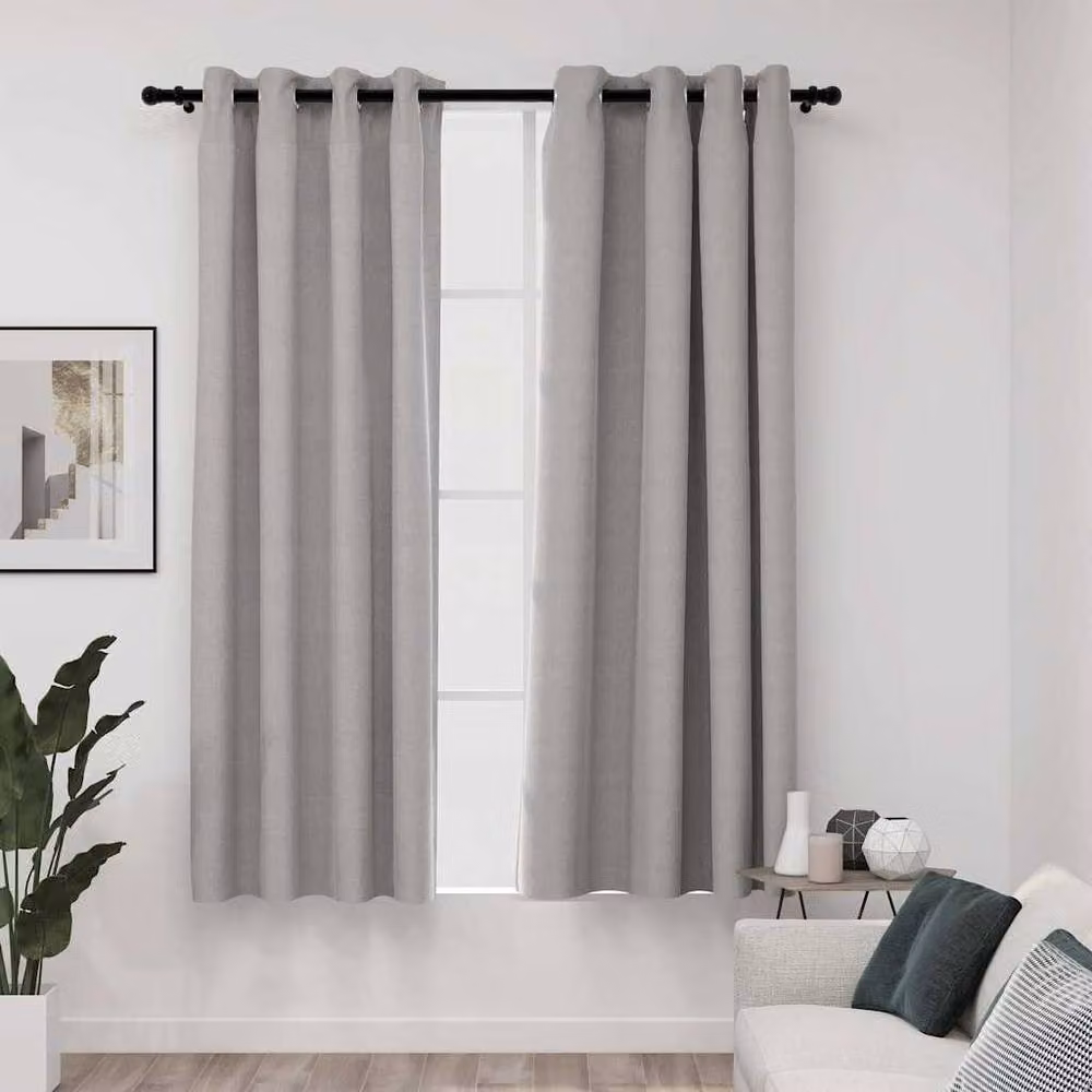 Berkfield Home Grey Linen-Look Blackout Curtains with Eyelets, 2 Pack, W: 140 cm, H: 175 cm – 2