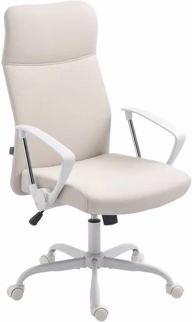 KORVIXA High Back White Fabric Swivel Office Chair for Home and Task Use – 1