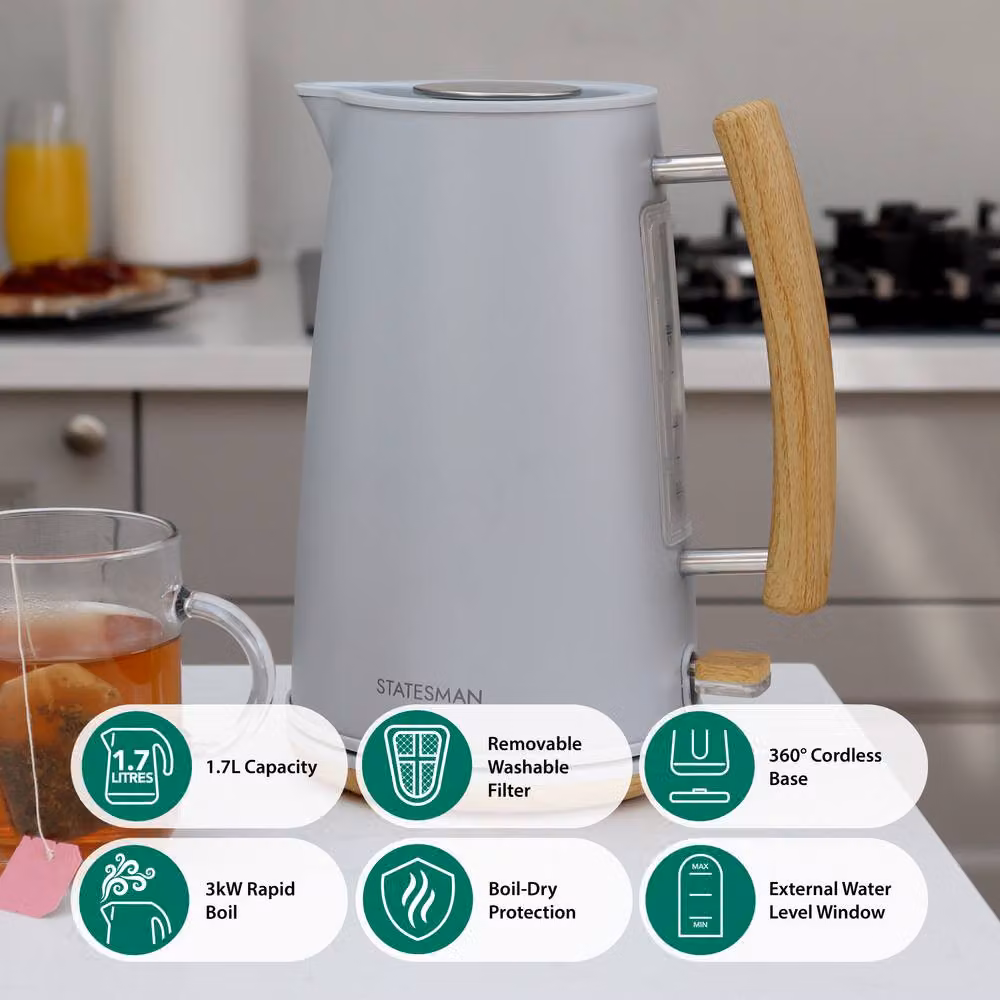 Statesman Scandi Kettle in Grey, 1.7 Litre – 2