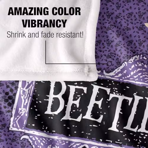Beetlejuice Logo Silky Touch Super Soft Fleece Throw Blanket, White, W/D/H: 152 x 127 cm – 4