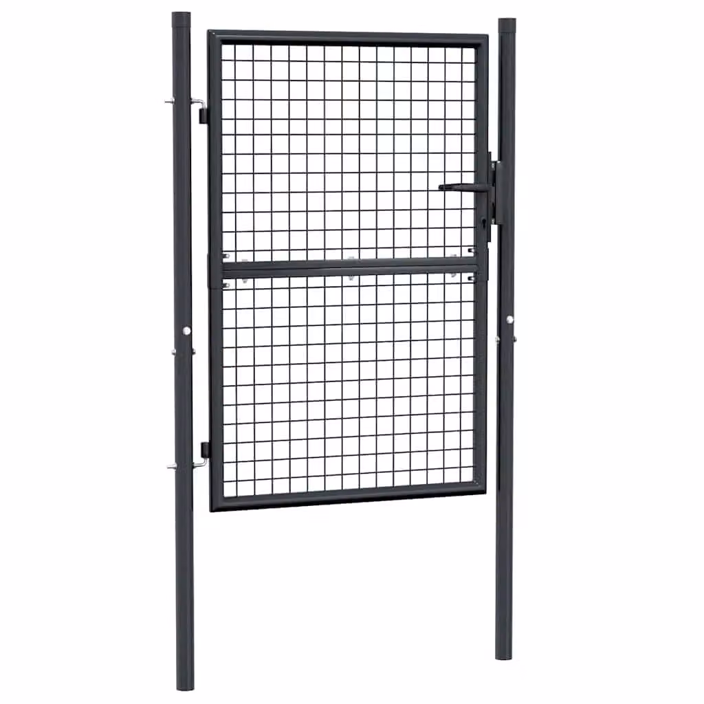 Berkfield Home Grey Galvanised Steel Mesh Swing Garden Gate, W: 100 cm, H: 175 cm – 2