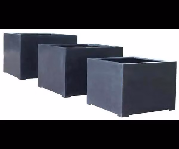 Primrose Titanic Black Polystone Stone Effect Cube Planter Tub W/D/H: 70 x 70 x 50 cm – 4