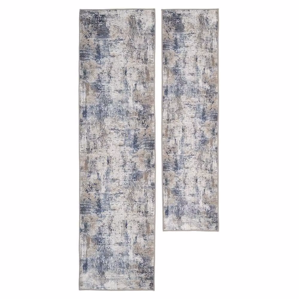 Kukoon Blue and White Abstract Modern Area Rug for Living Room or Bedroom, W: 80 cm, L: 150 cm – 2