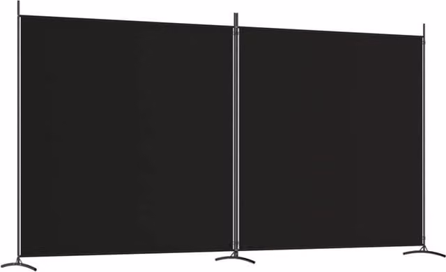 Berkfield Home 2-Panel Fabric Room Divider in Black, W: 348 cm, H: 180 cm – 1