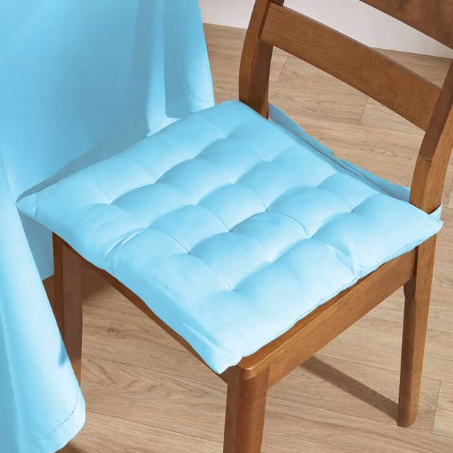 Homescapes Blue Cotton Square Seat Pad