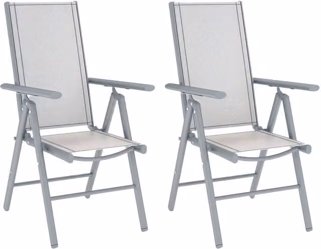 FORGEVIO Set of 2 Grey Folding Chairs with Breathable Mesh Back and Seat