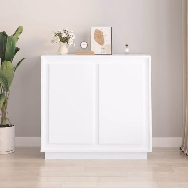 Berkfield Home White Classic Sideboard in MDF, W/D/H: 80 x 34 x 75 cm