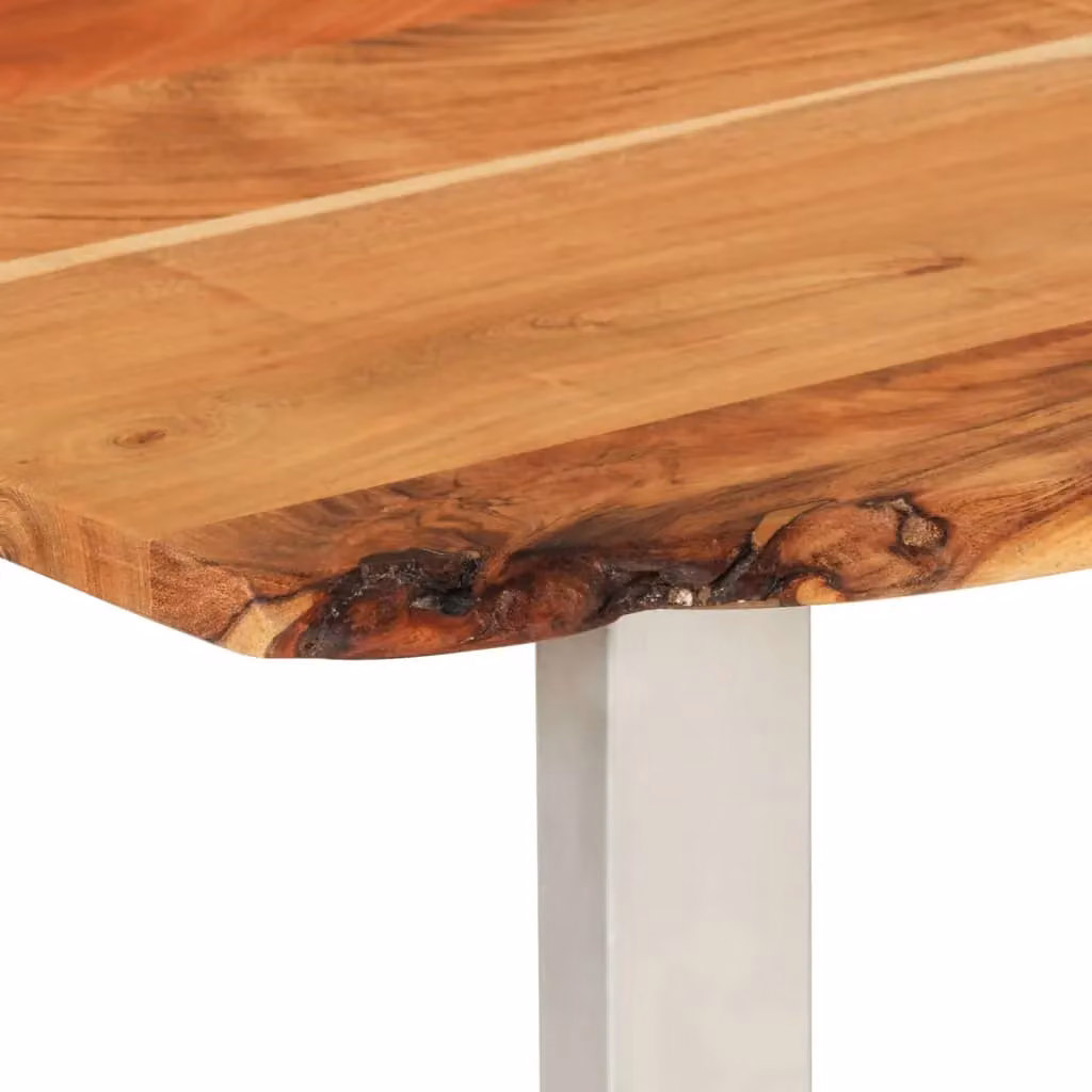 Berkfield Home Rectangular Live Edge Dining Table in Brown Solid Acacia Wood, W/D/H: 180 x 90 x 76 cm – 3