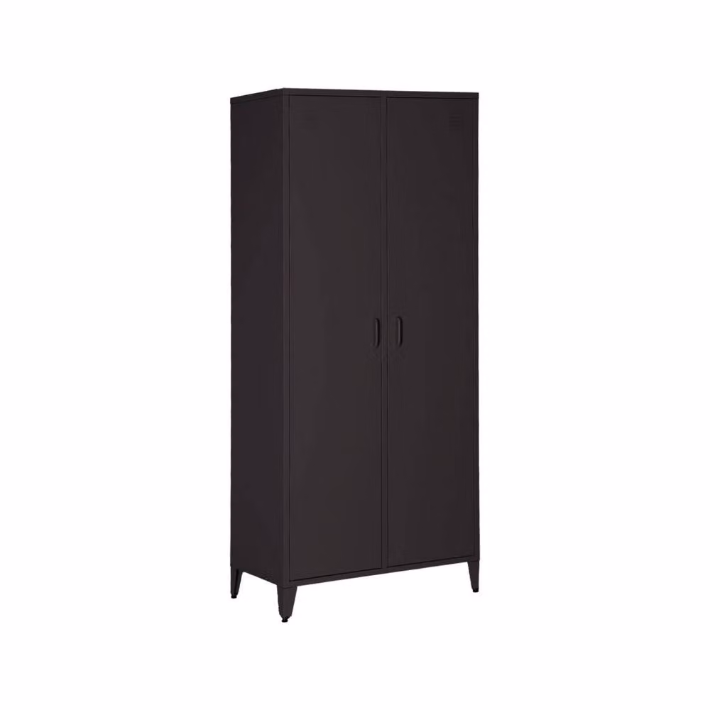 sweeek Industrial Metal Wardrobe with 2 Hinged Doors and 4 Shelves in Matt Black – 2