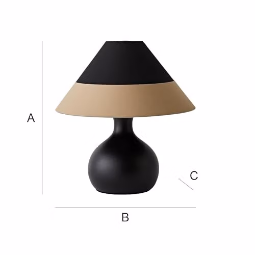 ValueLights Rupert Black Table Lamp with Fabric Cone Shade – 4