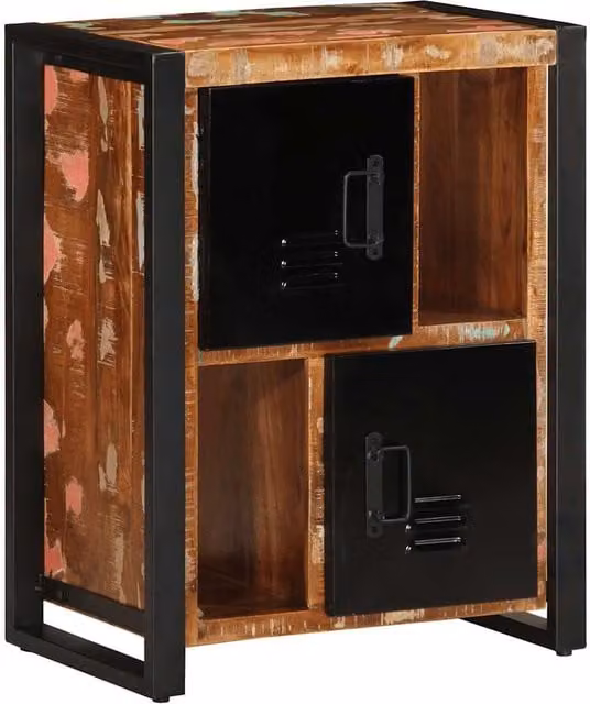 Berkfield Home Multicolour Reclaimed Solid Wood Sideboard in Black, W/D/H: 55 x 35 x 70 cm