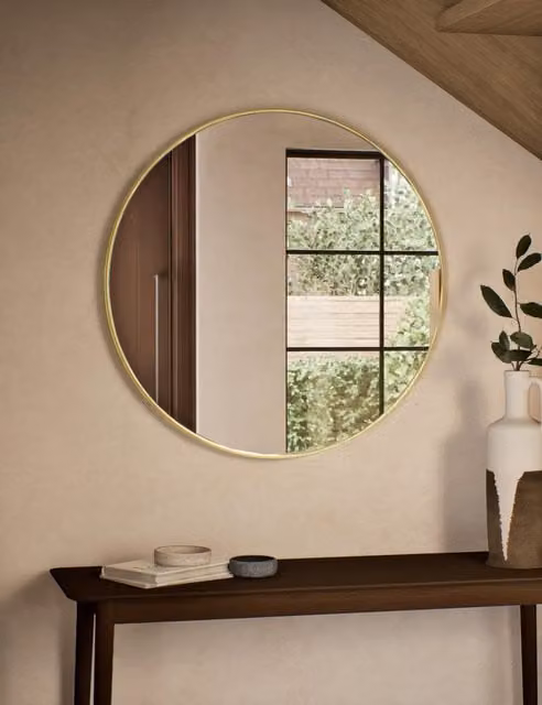 M&S Modern Round Metal Wall Mirror in Gold