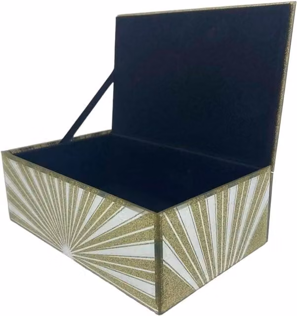 Eaglewiz Glitter SunRays Glass Mirrored Jewellery Box in Gold
