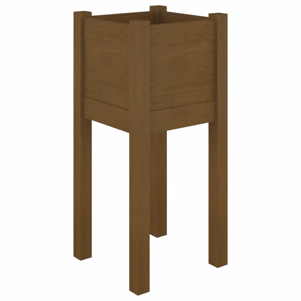 Berkfield Home Garden Planter Tub in Brown Solid Wood, W/D/H: 31 x 31 x 70 cm – 2