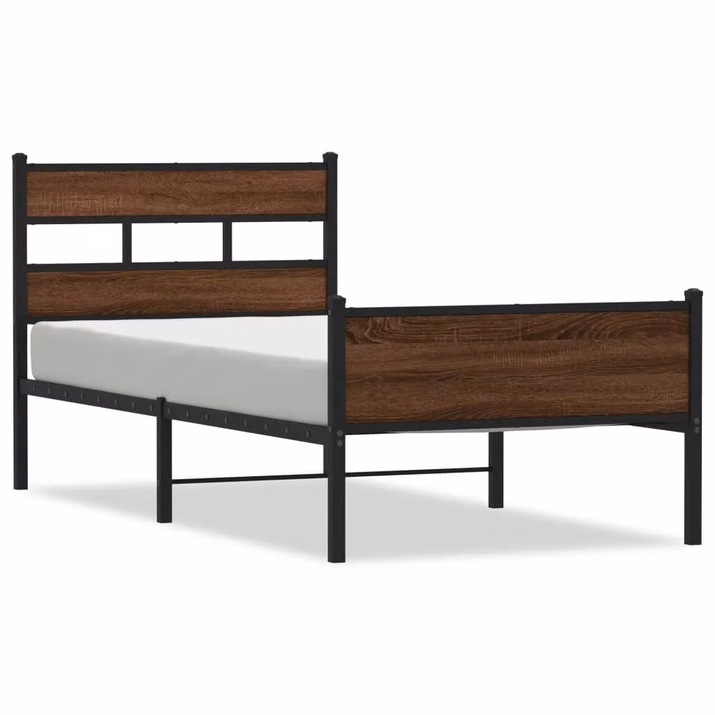Berkfield Home Single Bed Frame in Brown Oak, W/D/H: 90 x 190 cm – 2