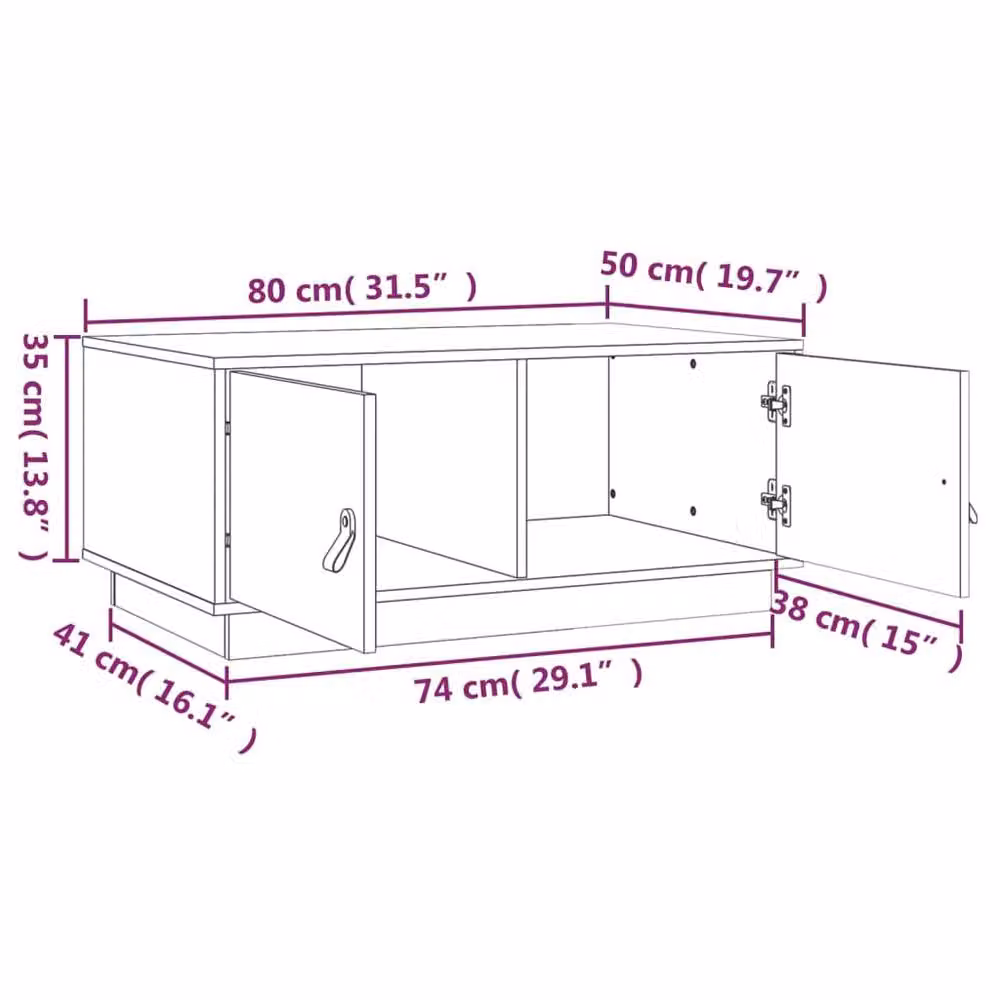 Berkfield Home Beautiful Coffee Table in Honey Brown Solid Pine, W/D/H: 80 x 50 x 35 cm – 4