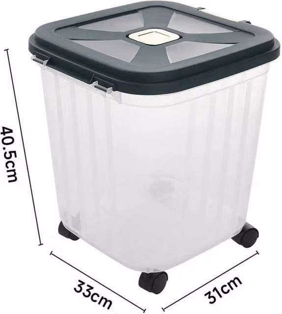 PAWNORA Airtight Rice and Cereal Storage Box with 4 Wheels, 7.5 l, Clear