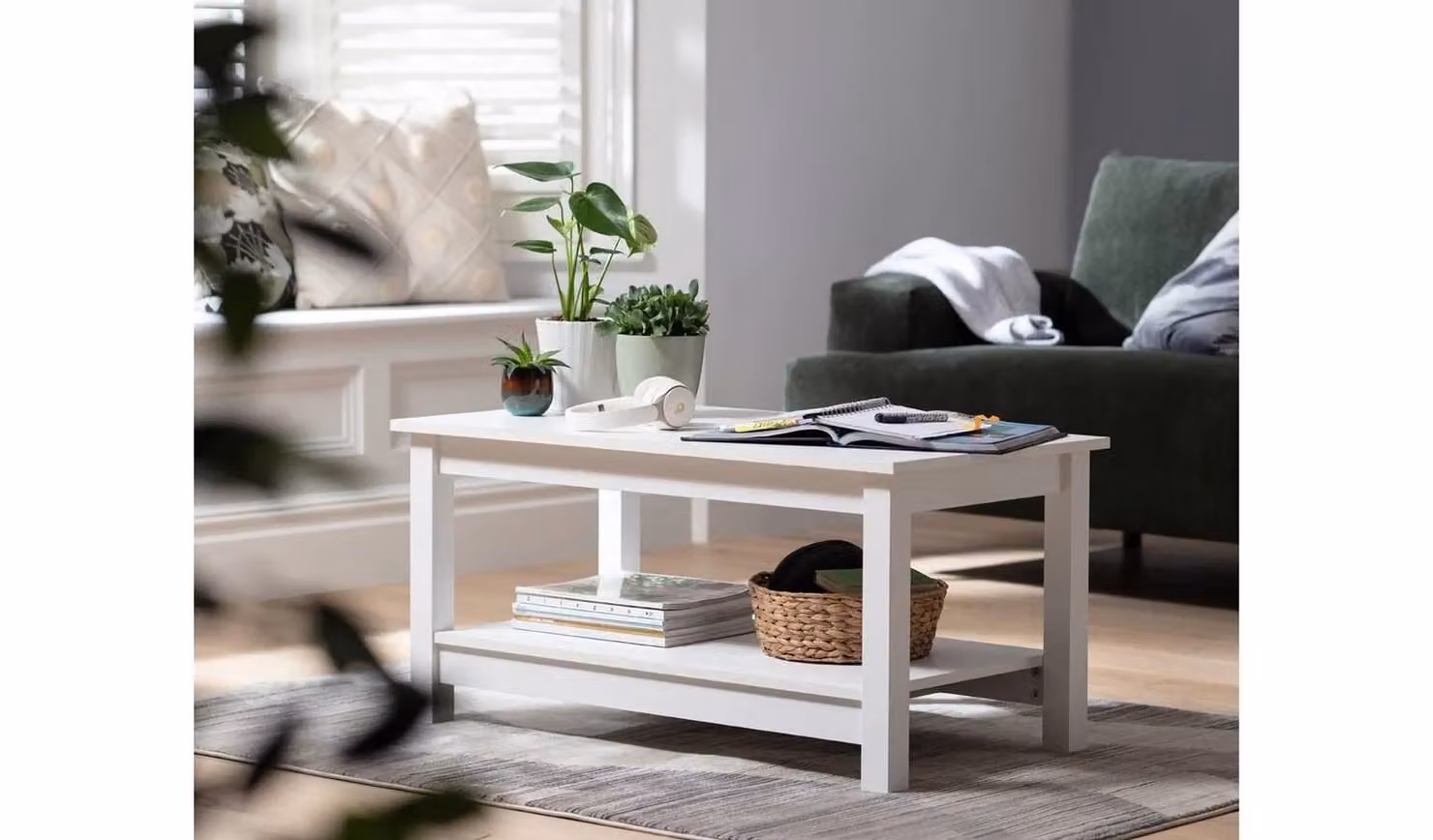 Malibu Rectangular Coffee Table in White Scandinavian Design by Cheap Furniture Warehouse W/D/H: 91.6 x 49.5 x 44.3 cm