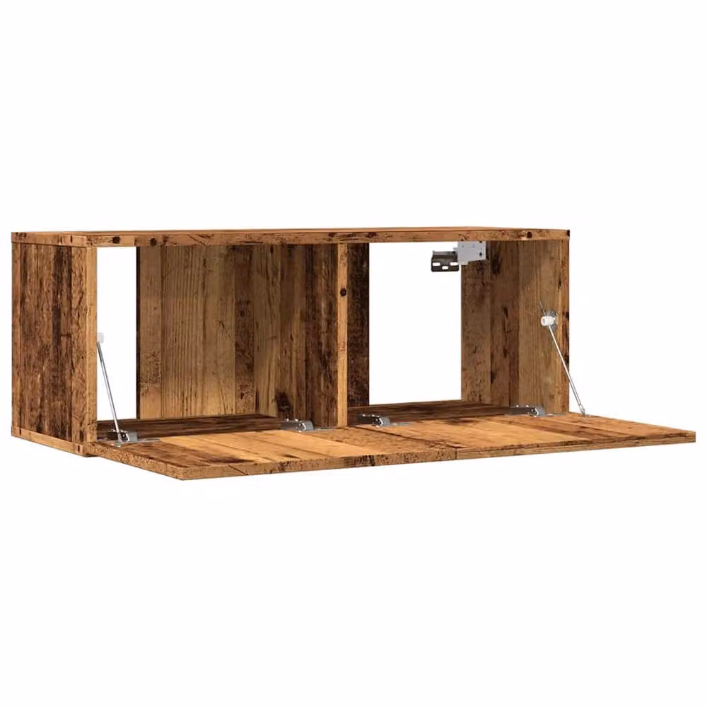 Berkfield Home Wall-mounted TV Cabinets in Brown Old Wood, 2 Pieces, W/D/H: 80 x 30 x 30 cm – 4