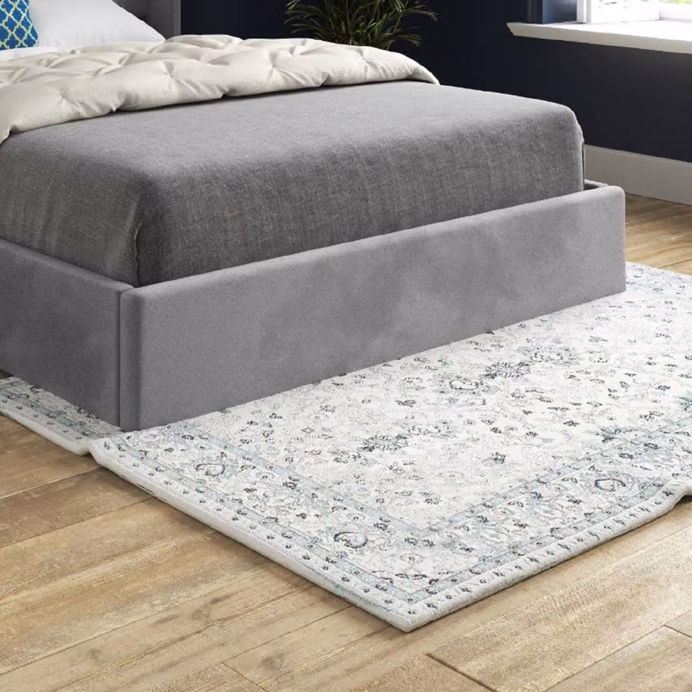 Casani Rotherwick Winged Upholstered Grey Velvet Designer Bed Frame, W: 140 cm x L: 200 cm – 5