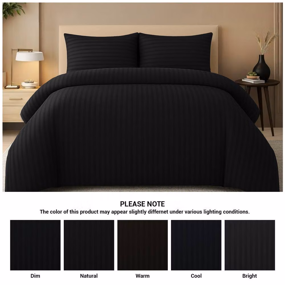Grace 4 Pack Modern Striped Duvet Cover Set in Black, Double (140 x 200 cm) – 5